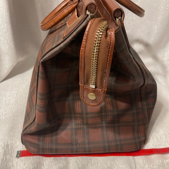 Vintage Polo Ralph Lauren Tartan Plaid Brown and Black Weekend Travel Bag - Picture 4 of 11